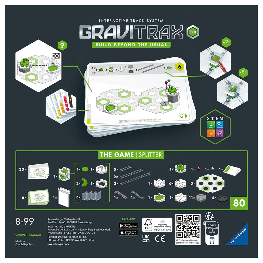 Gravitrax PRO - Set de construcție a pistei de mingi Game Splitter cu 30 de provocări