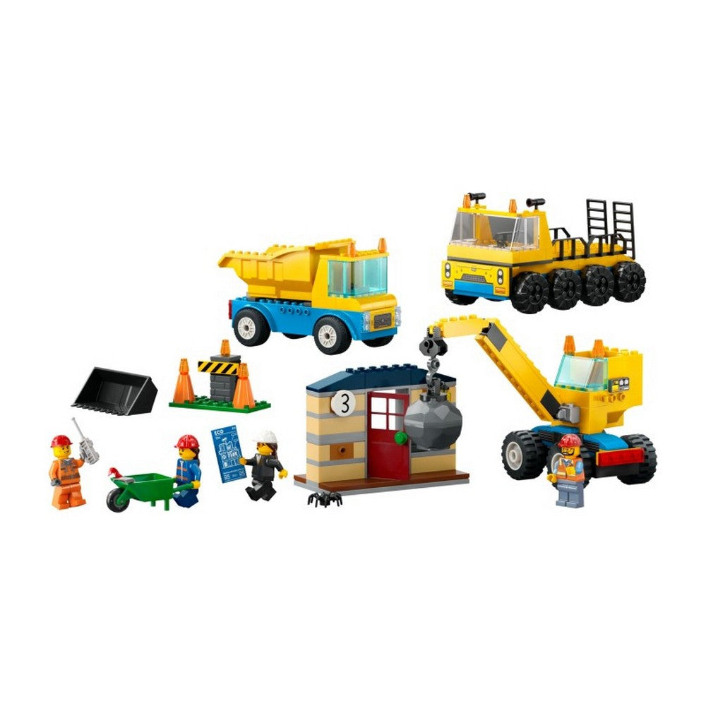 Camioane de construcție LEGO City și macara cu bile de demolare 60391