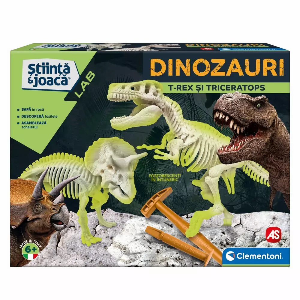 Stiinta si joaca - Dinozauri T-Rex & Triceratops fosforescenti