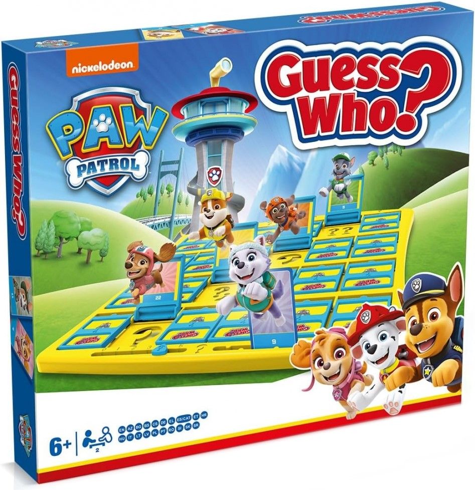 GUESS WHO - Találd ki! Paw Patrol többnyelvű társasjáték dobozanak eleje
