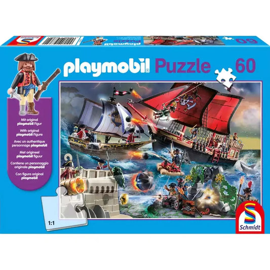 Puzzle Schmidt: playmobil - Kalózok, 60 darab + Ajándék playmobil figura
