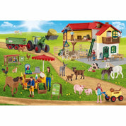 Fermă și piață, puzzle de 100 de piese + Cadou cu figură de animal