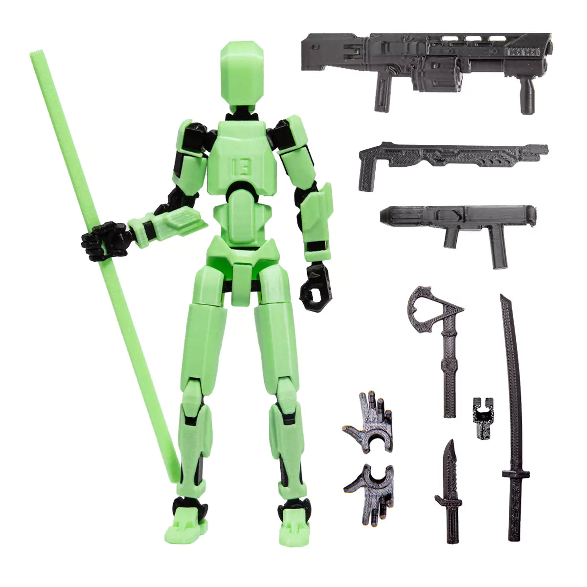 Figura robot 3D R13 - Verde fosforescent