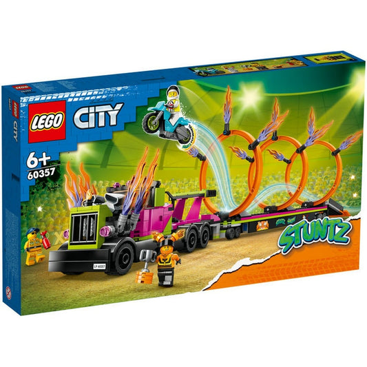 Vehicul cascadorii LEGO City și provocarea Inelului de foc 60357 