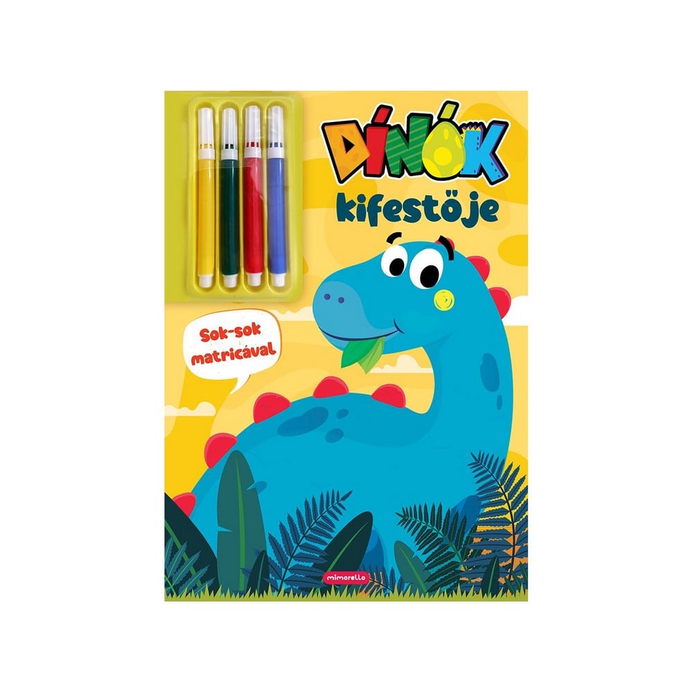 Carte de colorat Dino - cadou cu pixuri și autocolante