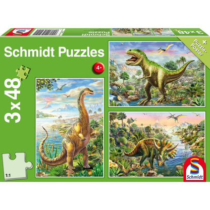 Puzzle: Aventurile dinozaurilor (3x48 piese)