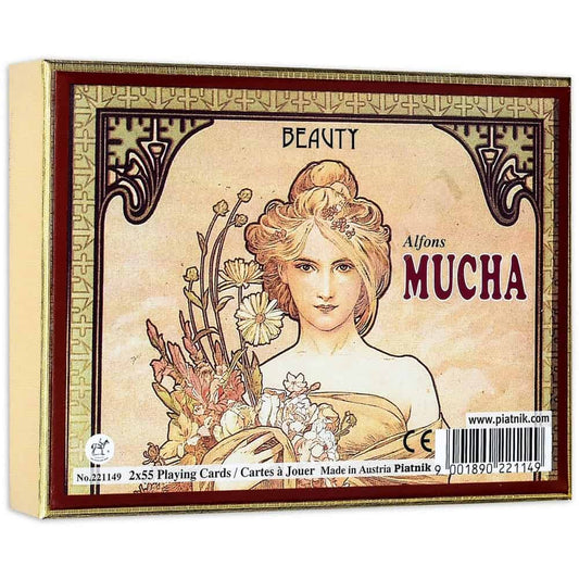 Set de felicitări franceze 2x55 „Frumusețe” cu ilustrații de Alfons Mucha