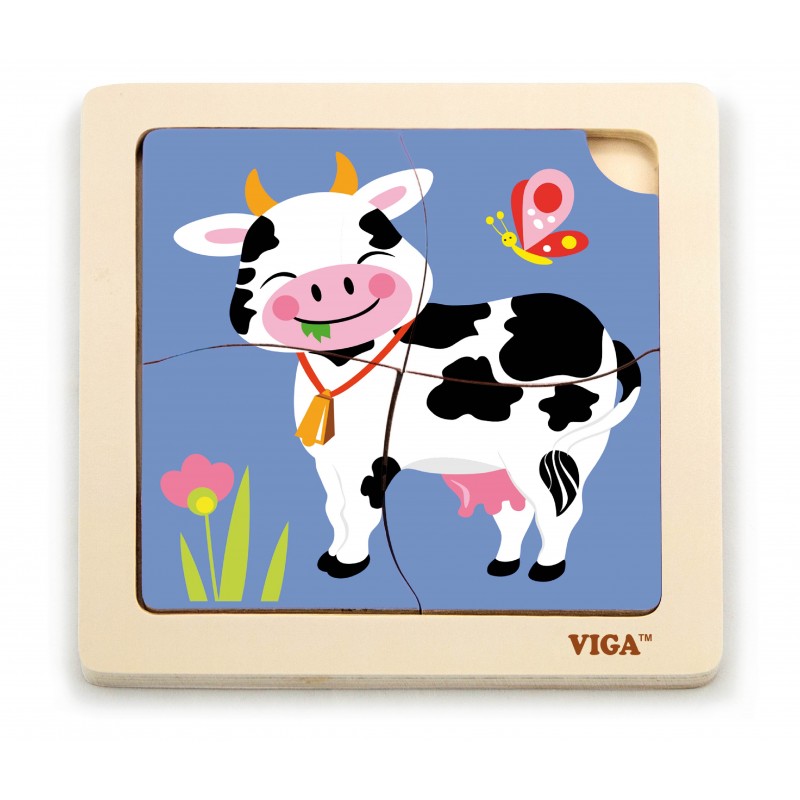 Puzzle din lemn de vaca, puzzle - 4 piese, Viga