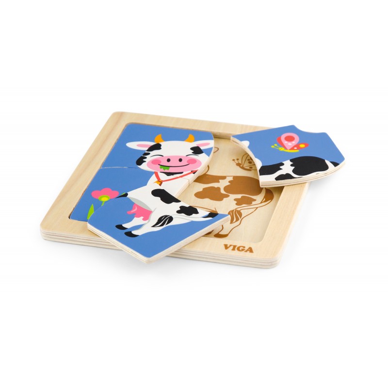 Puzzle din lemn de vaca, puzzle - 4 piese, Viga