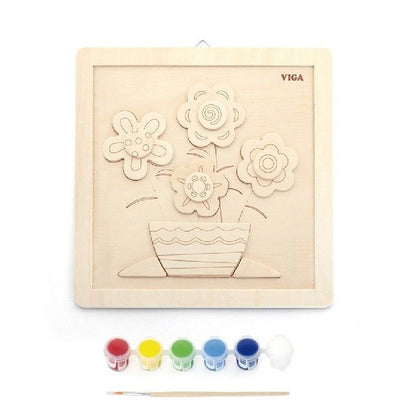Set creativ din lemn - Asamblați și pictați-vă vaza cu flori! Noroc 